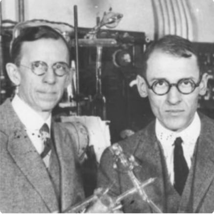 Bell Telephone Laboratories' research scientists Clinton Davisson and Lester Germer