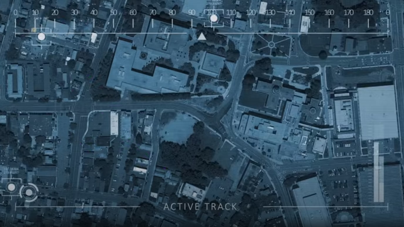 Drone image of terrain at night