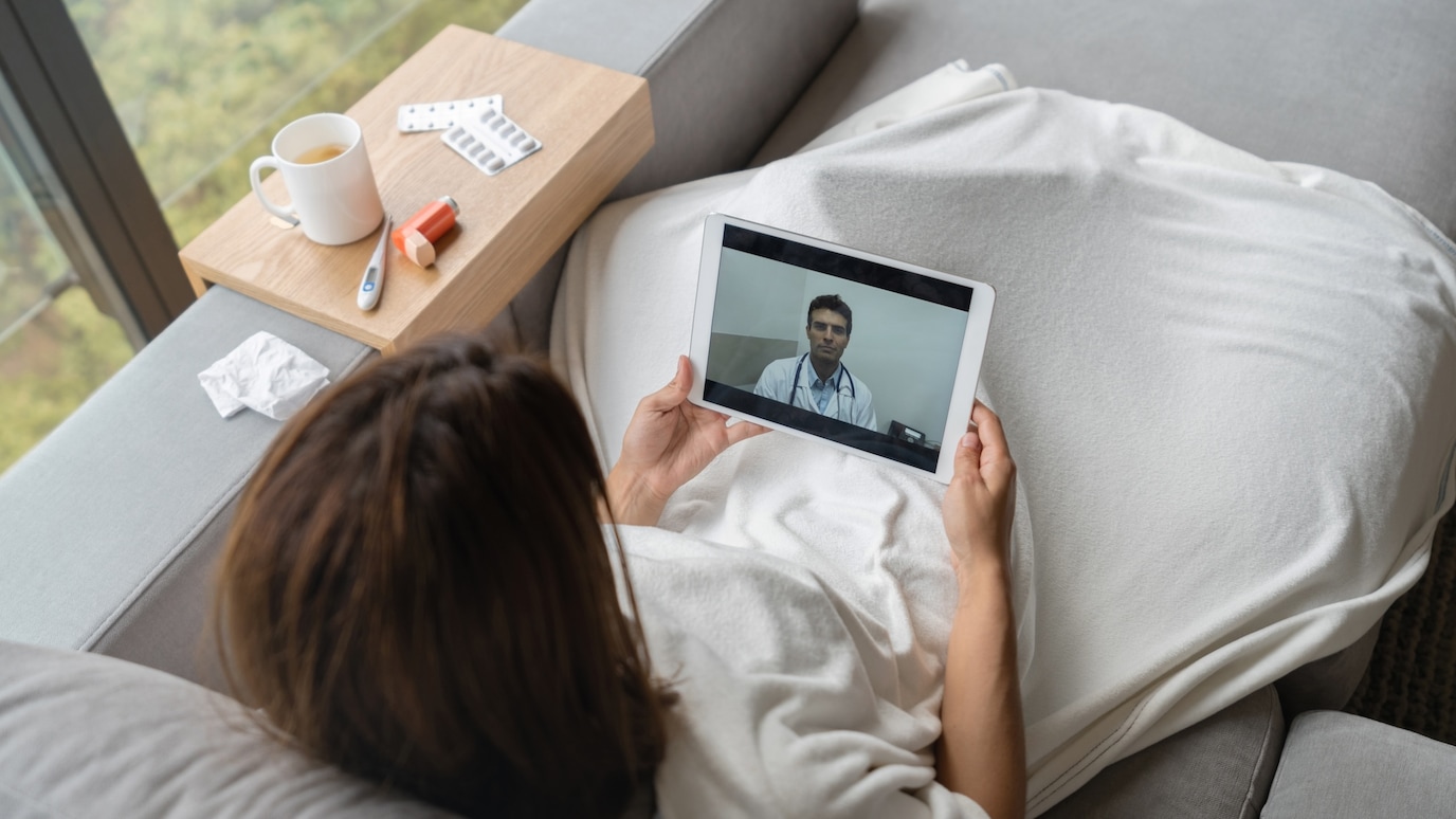 Woman watching a video on a tablet