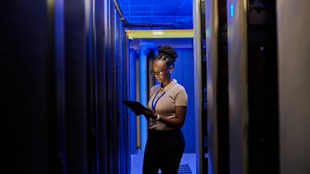 women in server room